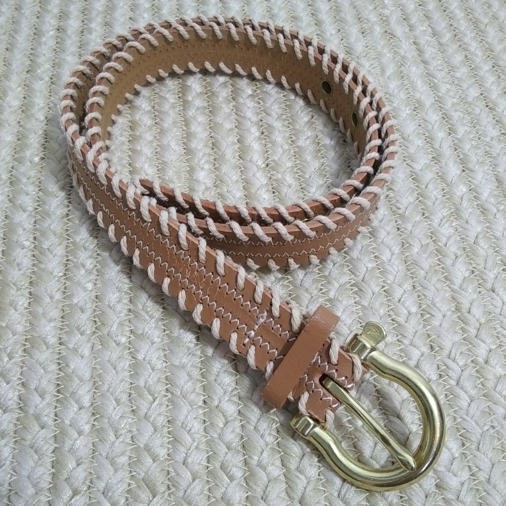 Sperry Leather Belt Jute Stitching Size Small